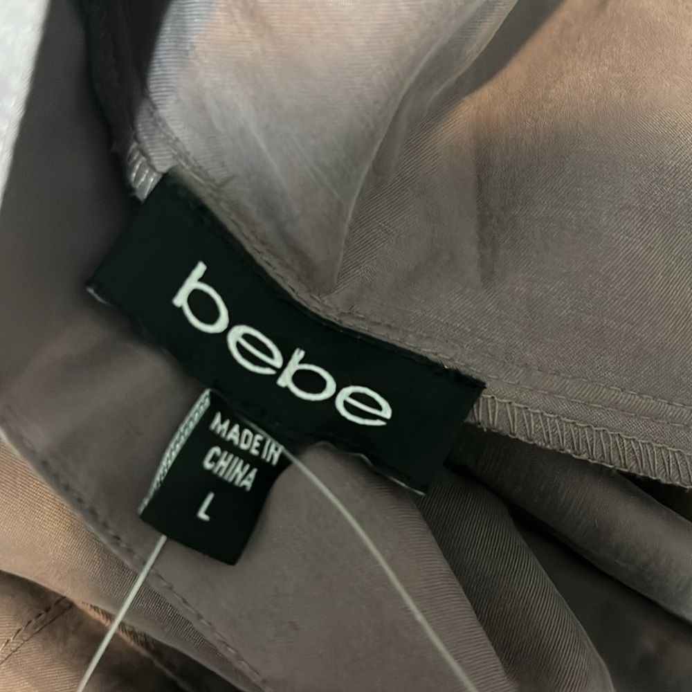 Bebe Military Cupro Jacket Color Deep Ash Size L NWT - Picture 7 of 9